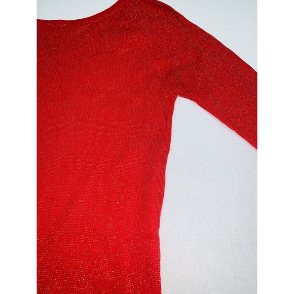 Red Glitter Pullover L S Women's XXL Red w Metallic Thread & Gold Buck Deer Head - Picture 12 of 14